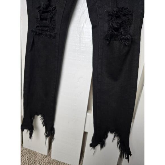 L'Agence High Line Skinny High Rise Saturated Black Distruct Distressed Jeans 24 - Picture 7 of 16